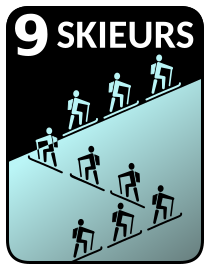 neuf skieurs