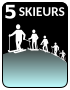 cinq skieurs
